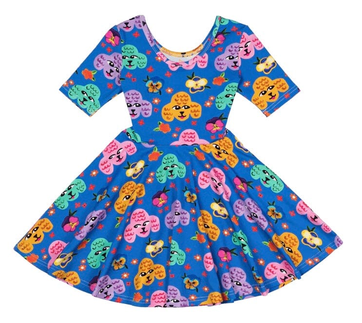 Rock Your Kid - POODLES SHORT SLEEVE MABEL WAISTED DRESS Prairie Fox 