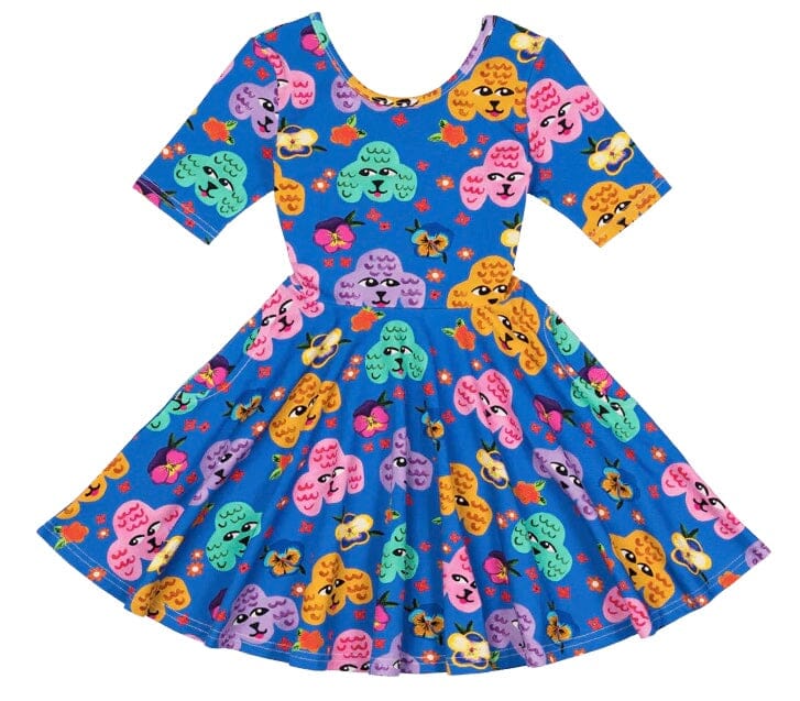 Rock Your Kid - POODLES SHORT SLEEVE MABEL WAISTED DRESS Prairie Fox 