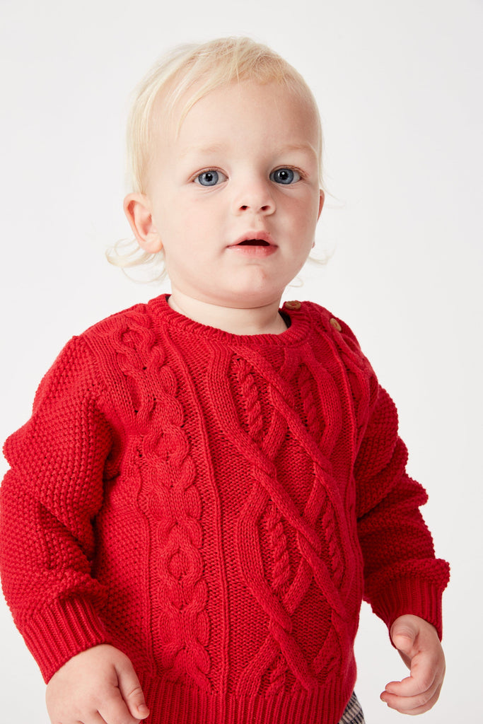 Red Cable Knit Jumper Jumpers Milky 