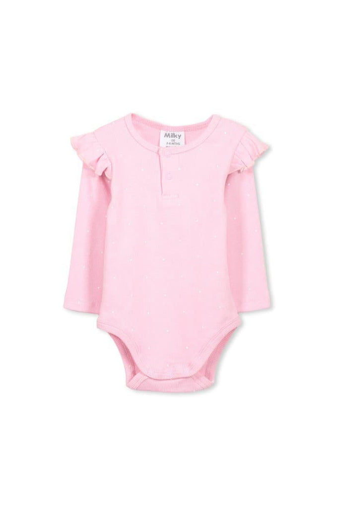 Rib Bubbysuit - Candy Pink Rib Spot (Milky Baby) Bodysuits Milky 