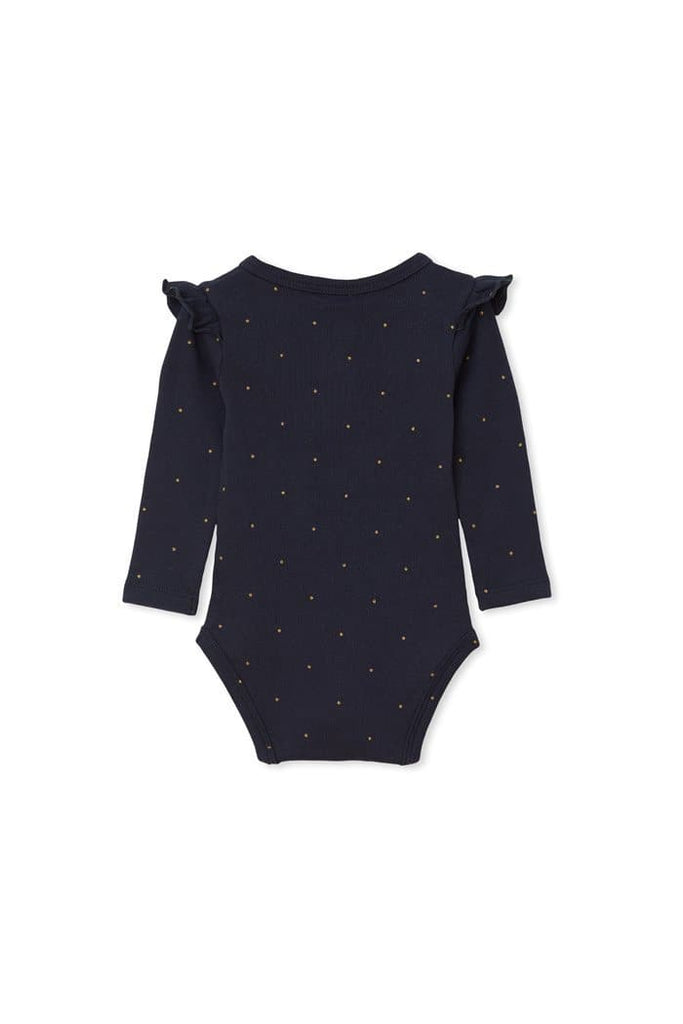 Rib Bubbysuit - Navy Rib Spot (Milky Baby) Bodysuits Milky 