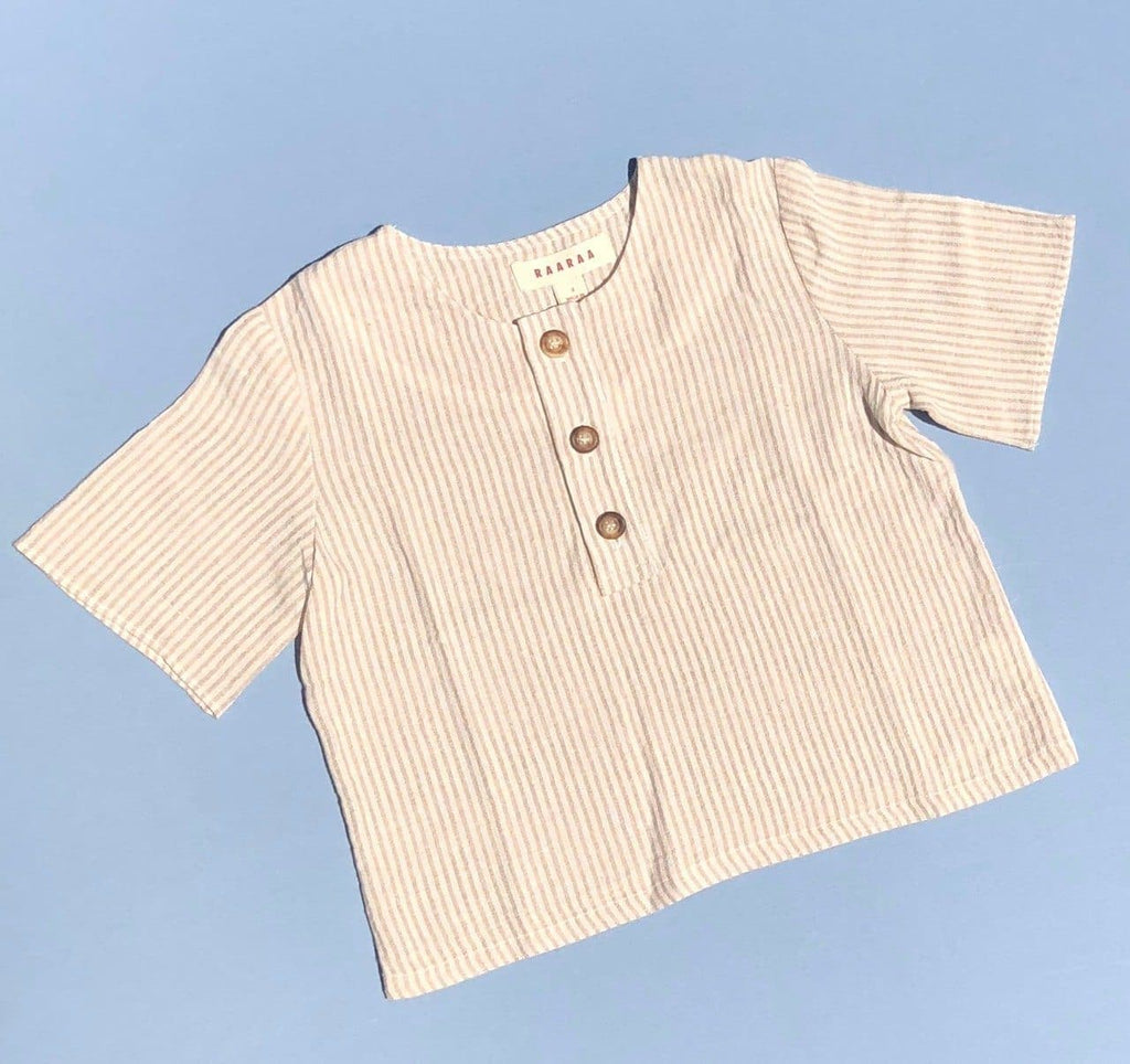 Stripe Cotton Archie Shirt - Natural T-Shirts RAARAA Kids 